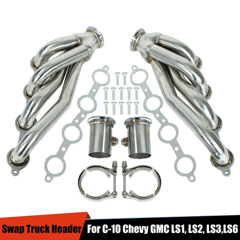 Shorty Engine Conversion Swap Truck Header For C-10 Chevy GMC LS1, LS2, LS3,LS6 F1 Racing