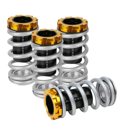 Silver Adjustable 1-4" Black Scale Suspension Coilover Spring 88-00 Eg Ek Dc DNA MOTORING