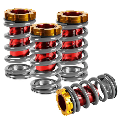 Silver Adjustable 1-4"Red Scale Suspension Coilover Spring 88-00 Eg Ek Em Dc DNA MOTORING