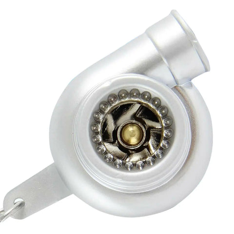 Silver Spinning Turbine Mini Turbo Charger Turbocharger Metal Keychain Key Ring DNA MOTORING