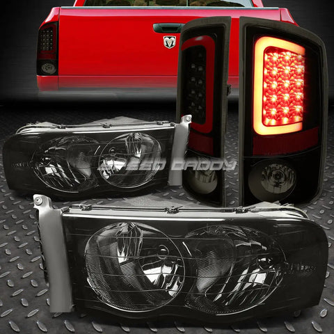 Smoke Housing Headlight Clear Corner+3D Led Tail Brake Light 02-05 Dodge Ram Speed Daddy