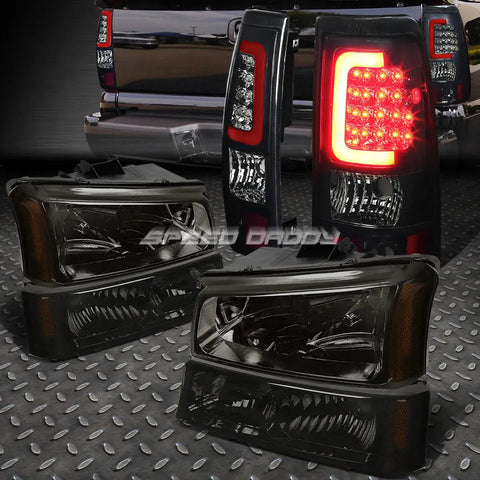 Smoked Headlight+Amber Signal+Tinted 3D Optic Led Tail Light 03-07 Silverado Speed Daddy