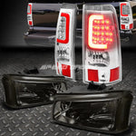 Smoked Headlight+Clear Corner+Chrome 3D Optic Led Tail Light 03-07 Silverado Speed Daddy