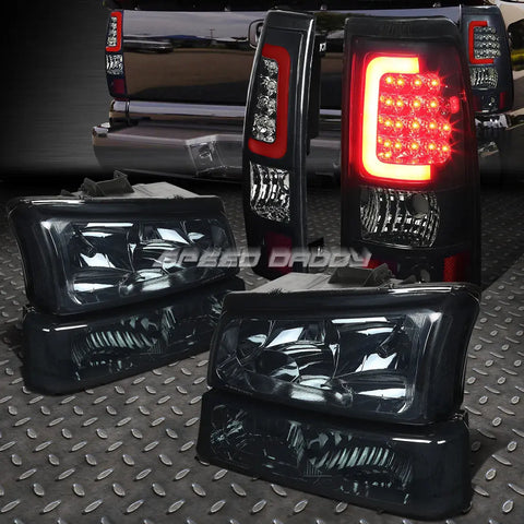 Smoked Headlight+Clear Signal+Tinted 3D Optic Led Tail Light 03-07 Silverado Speed Daddy