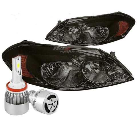 Smoked Housing Amber Corner Headlight+White Led H8 Hid W/Fan Fit 06-16 Impala DNA MOTORING