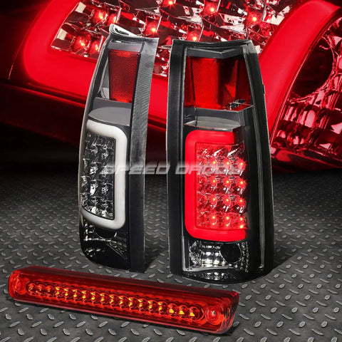 Smoked Housing Chrome 3D Led Tail+Red 3Rd Brake Light 88-00 Chevy/Gmc C/K Speed Daddy