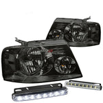 Smoked Housing Headlight Clear Corner+8 Led Grill Fog Light Fit 04-08 F150 DNA MOTORING