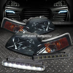 Smoked Housing Headlight+Amber Corner+Led Fog Light 99-04 Ford Mustang Pony Speed Daddy