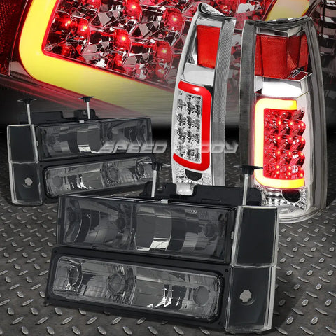 Smoked Housing Headlight+Corner+Chrome 3D Halo Led Tail Light 88-93 C10 C/K Speed Daddy