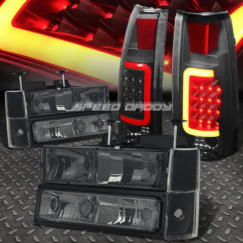Smoked Housing Headlight+Corner+Smoked 3D Halo Led Tail Light 88-93 C10 C/K Speed Daddy