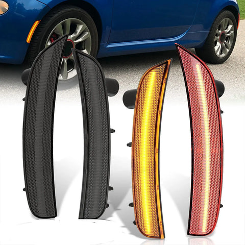 Smoked LED Sidemarkers Reflectors Lamp Signal Light Set For 2011-2019 Fiat 500 AJP DIST