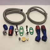 Stainless Turbo Oil Drain Return + Feed Line T3 T4 T04E T60 T61 T70 Complete Kit MD Performance