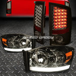 Tinted Housing Amber Headlight+Drl+Tinted Led Brake Tail Light 07-09 Ram Speed Daddy