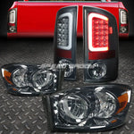 Tinted Housing Amber Headlight+Tint Led Bar Brake Tail Light 07-09 Dodge Ram Speed Daddy