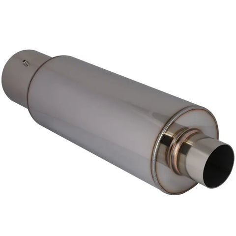 Universal 4" N1 Style Flat Tip Muffler With 2.5" Inlet+Silencer Stainless Steel ECCPP