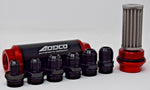 Universal Racing In-Line Fuel Filter With AN 6 8 10 Fittings Adapter 40 Micron MD Performance
