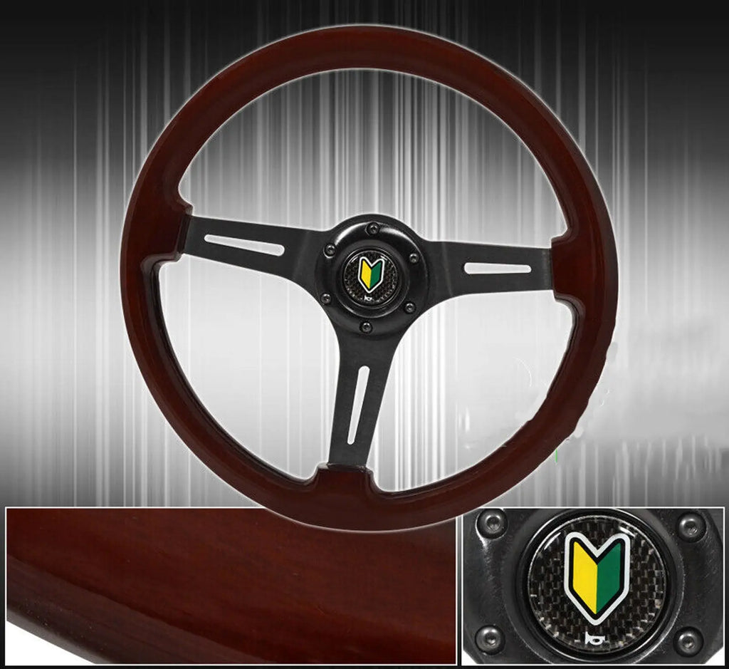 Vip Vintage Dark Wood Deep Dish Steering Wheel Handling Wakaba Logo Ho
