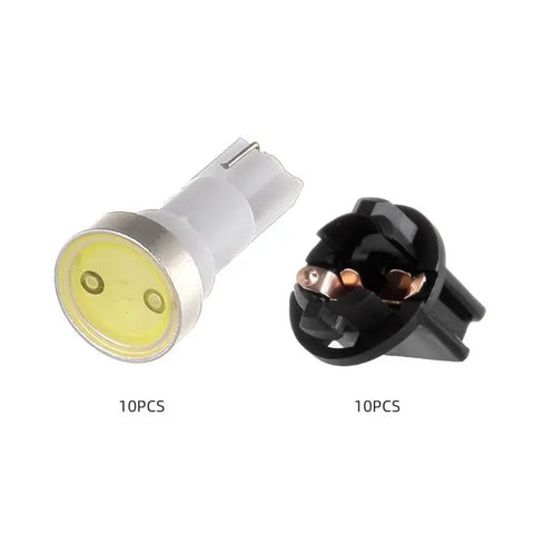 White T5 COB LED Dashboard Light Bulb With 3/8" 9mm Twist Lock Socket Fit 1998-2001 Toyota Tacoma 2.7L 3.4L | 10 Pcs ECCPP