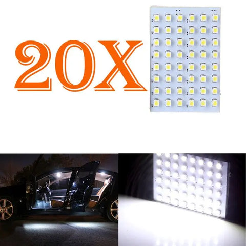 Xenon White T10 LED Panel Light Dome Map Light Bulb 48-SMD With T10/BA9S Adapter Fit 2009 GMC Sierra 1500 ECCPP