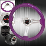 "Black Hub Extender For 86-98 Rx7 + Purple Wood Silver Center Steering Wheel 
" AJP DIST