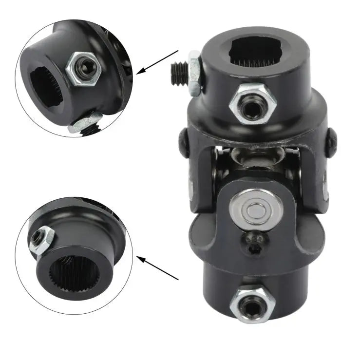 steering u joint 3/4 dd 36 spline 13/16 Black Single steering shaft u